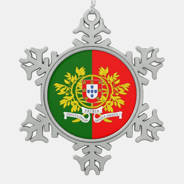 Portuguese designs  snowflake pewter christmas ornament (Front)