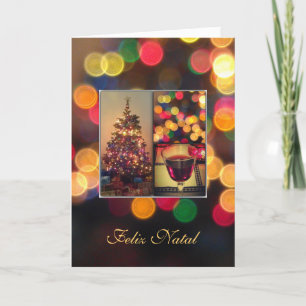 Portuguese: Feliz Natal - Christmas lights Holiday Card