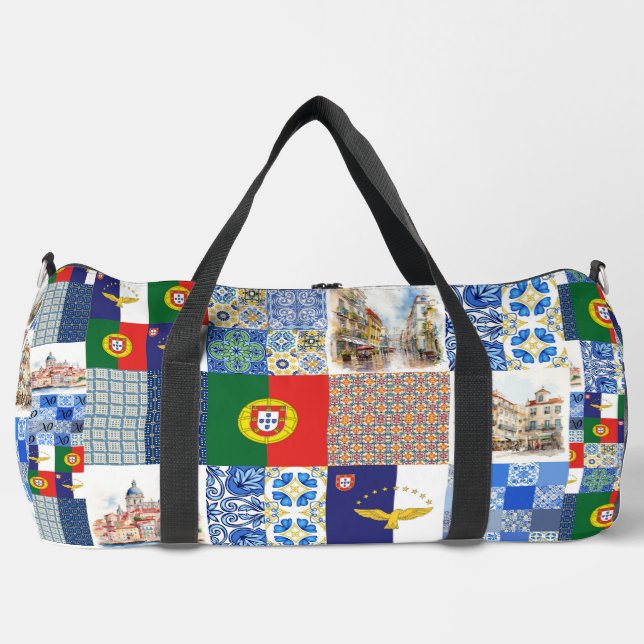 Portuguese flag and the Azores flag pattern Duffle Bag (Front)