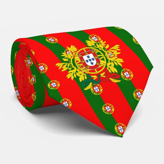Portuguese Flag & Coat of Arms, Flag of Portugal Tie (Rolled)