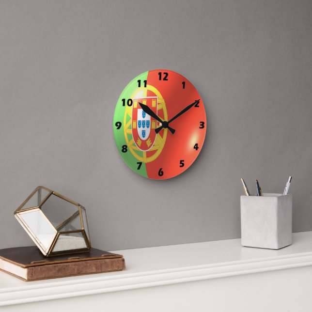 Portuguese Flag Design Round Clock (Office)