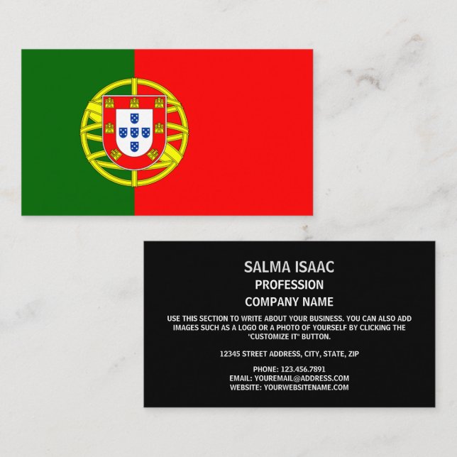 Portuguese Flag, Flag of Portugal Business Card (Front/Back)