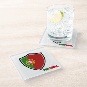 Portuguese flag glass coaster