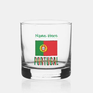 Portuguese Flag Green Personalized Whiskey Glass