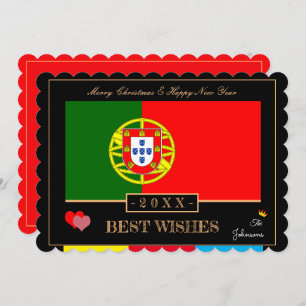 Portuguese Flag & Happy New Year/Best Wishes Holiday Card
