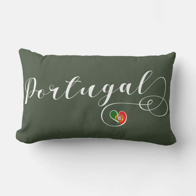 Portuguese Flag Heart, Portugal Lumbar Cushion (Front)