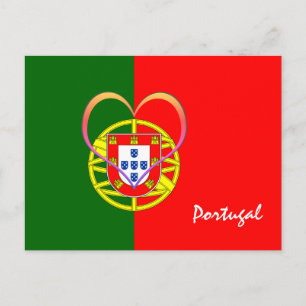 Portuguese flag & Heart - Portugal /sports fans Postcard