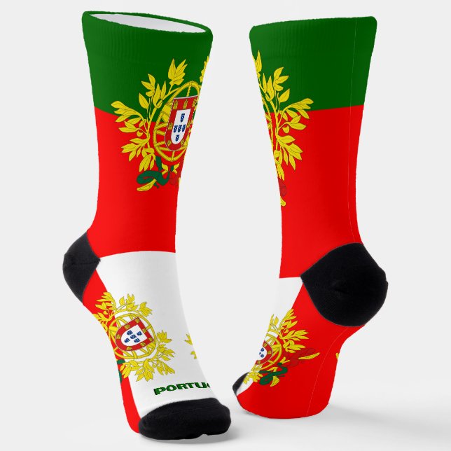 Portuguese Flag Patriotic, Sustainable Portugal Socks (Angled)