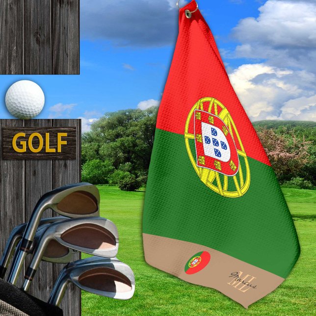 Portuguese flag & Portugal monogrammed Golf Towel (Creator Uploaded)