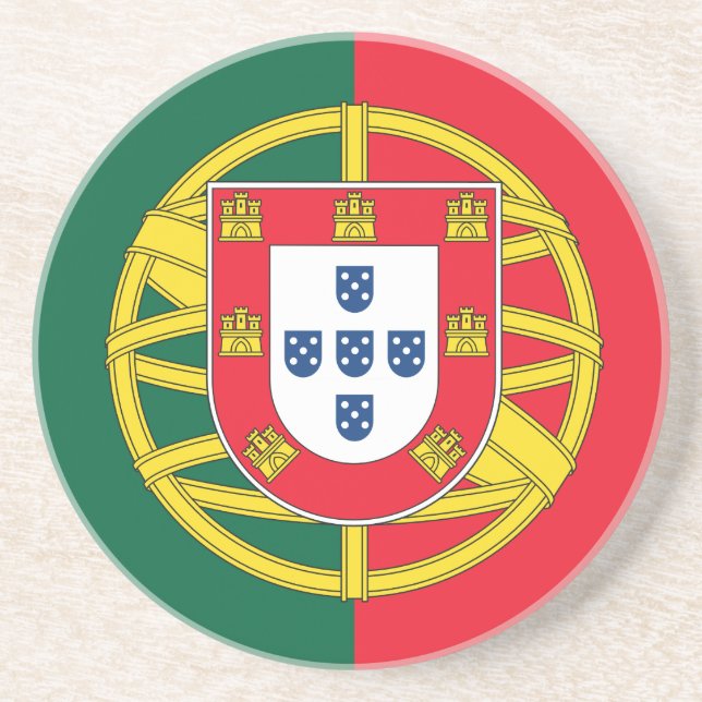 Portuguese flag quality coaster (Front)