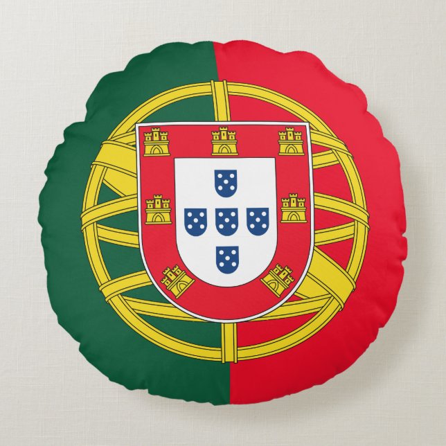 Portuguese flag quality round cushion (Front)