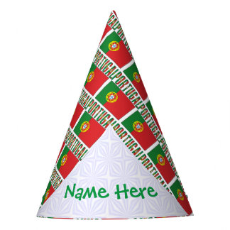 Portuguese Flag Tiled Personalized Paper Party Hat