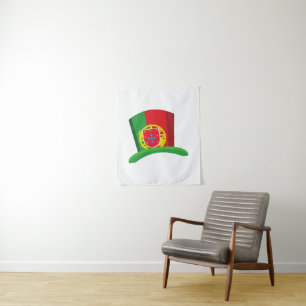 Portuguese Flag Top Hat Illustration - Portugal Fa Tapestry