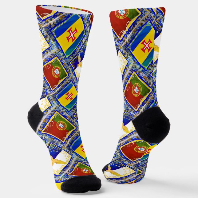 Portuguese flags socks (Angled)