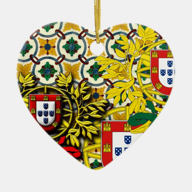 Portuguese folk art ceramic tree decoration (Front)