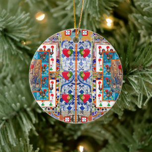 Portuguese folk art ceramic tree decoration