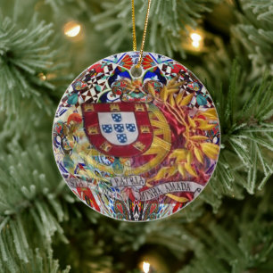 Portuguese folk art ceramic tree decoration