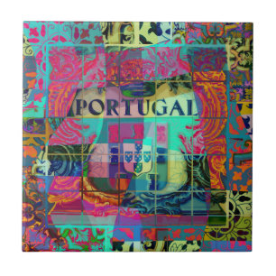 Portuguese folk art design tile