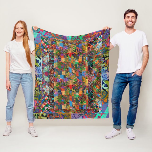 Portuguese folk art fleece blanket (In Situ)