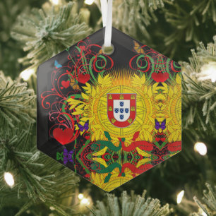 Portuguese folk art glass tree decoration