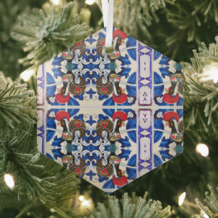 Portuguese folk art glass tree decoration