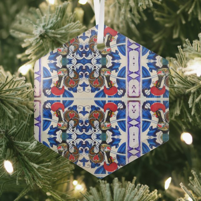 Portuguese folk art glass tree decoration (Insitu)