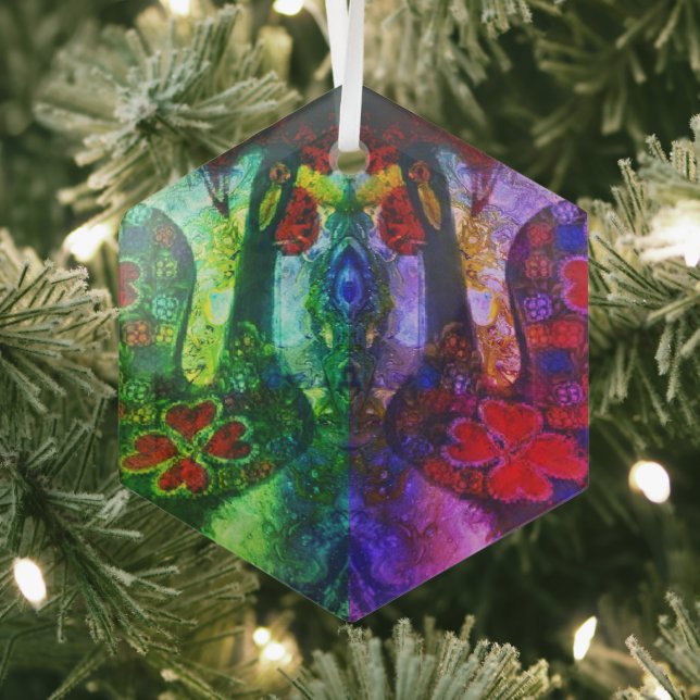Portuguese folk art glass tree decoration (Insitu)