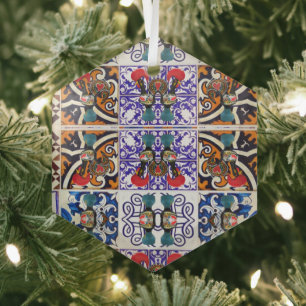 Portuguese folk art glass tree decoration