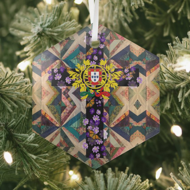 Portuguese folk art glass tree decoration (Insitu)
