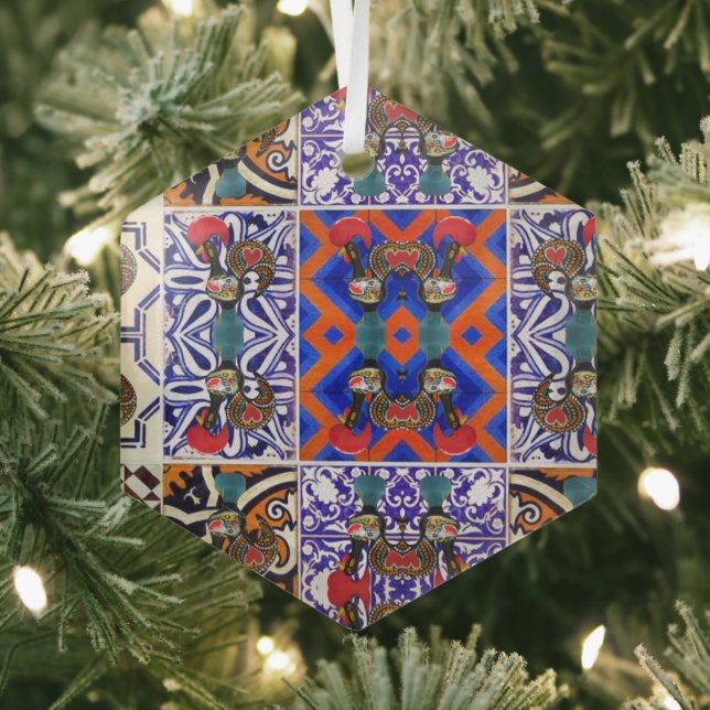 Portuguese folk art glass tree decoration (Insitu)