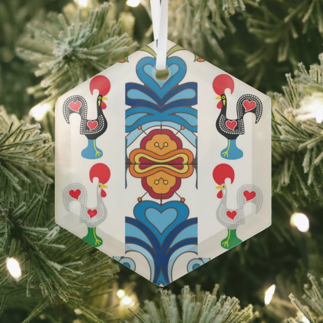 Portuguese folk art glass tree decoration (Insitu)