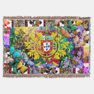 Portuguese folk art throw blanket
