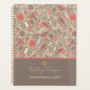 Portuguese folk hair icons — taupe & coral planner
