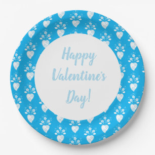 Portuguese folk heart in blossom pattern paper plate