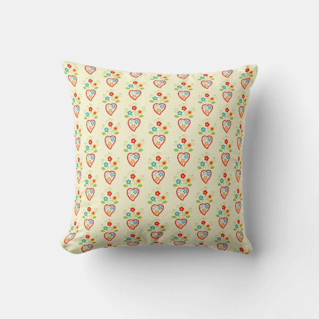 Portuguese folk heart pattern cushion (Front)