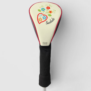 Portuguese folk heart with saudade word golf head cover