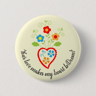 Portuguese folk romantic heart   6 cm round badge