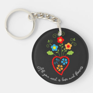 Portuguese folk romantic heart  in bloom   bottle  key ring