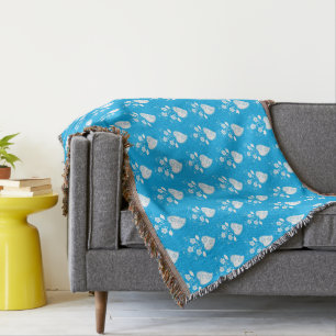 Portuguese folk romantic heart in blossom pattern throw blanket