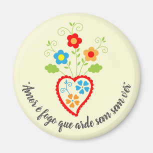 Portuguese folk romantic heart with Camões poetry Magnet