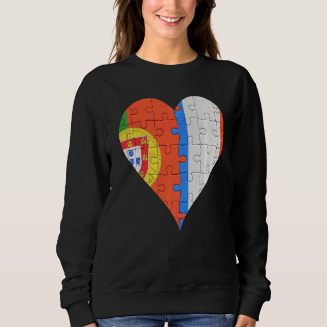 Portuguese French Flag Heart Sweatshirt (Front)