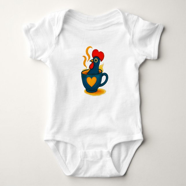 Portuguese Galo de Barcelos Coffee Baby Bodysuit – (Front)