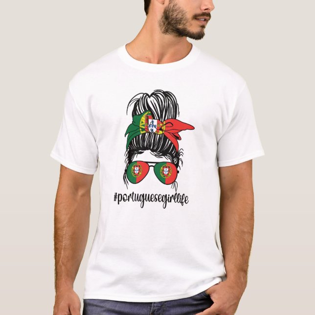 Portuguese Girl Portugal Flag Portuguese Roots T-Shirt (Front)
