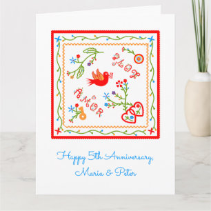 Portuguese  handkerchiefs wedding anniversary card