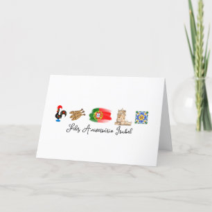 Portuguese Happy Birthday Card, Feliz Aniversário  Thank You Card