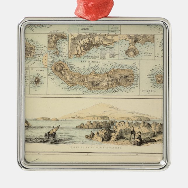 Portuguese Islands in the Atlantic Ocean Metal Tree Decoration (Front)