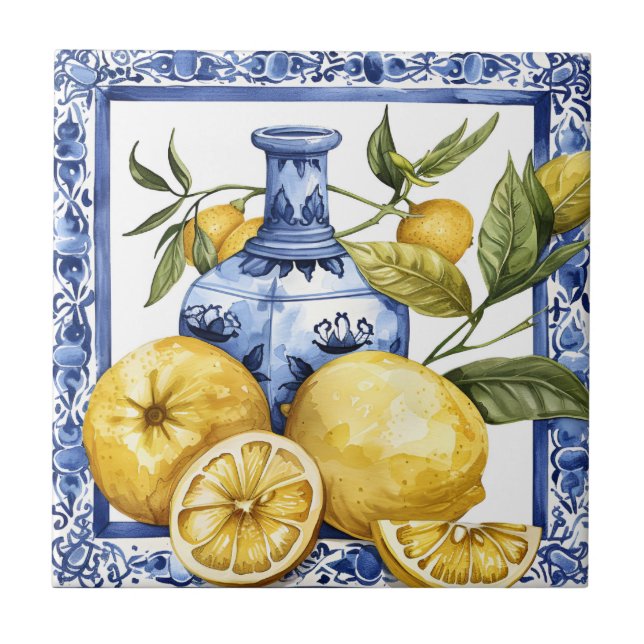 Portuguese Lemon Mediterranean  Tile (Front)