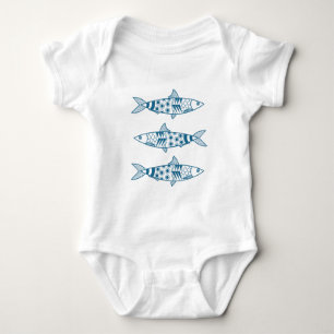 Portuguese Lisbon Sardines Pattern Azulejos Baby Bodysuit