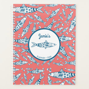 Portuguese Lisbon Sardines Pattern Azulejos Pink Planner