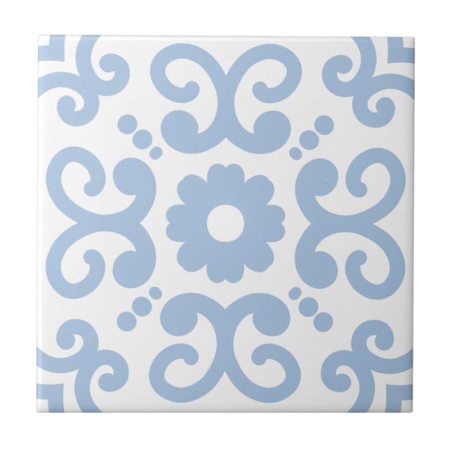 Portuguese Mediterranean Light Blue White 2 Tile (Front)